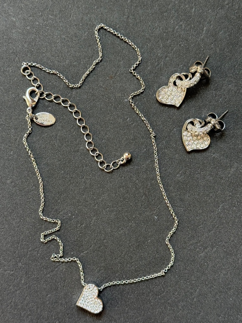 LIA SOPHIA Pave Crystal Heart "Suzanne Marie" Necklace and "Affection" Earrings